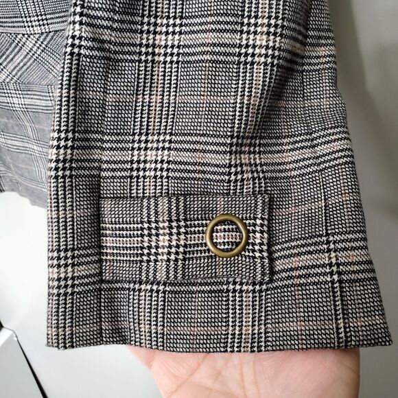 Miss Me Houndstooth Plaid Jacket Womens Size Large Double Breasted Cropped - Picture 7 of 10